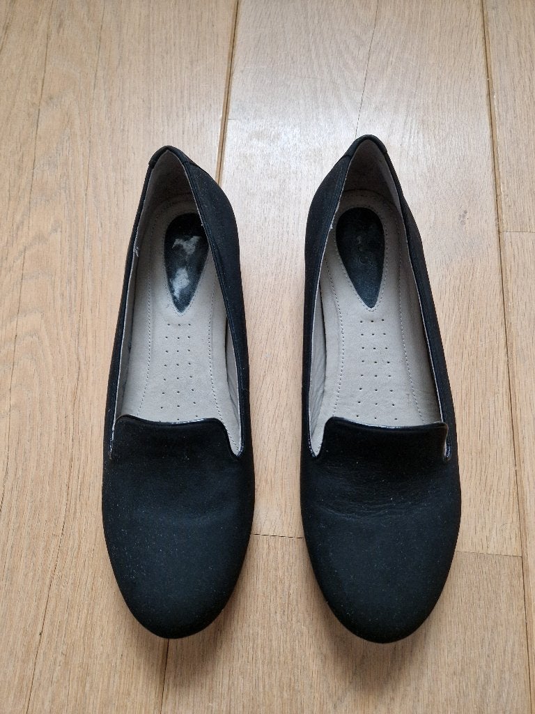 Dames schoen ballerina, Ecco, zwart, maat 38, zgan, Ecco, Zwart, Zo goed als nieuw, Ballerina's