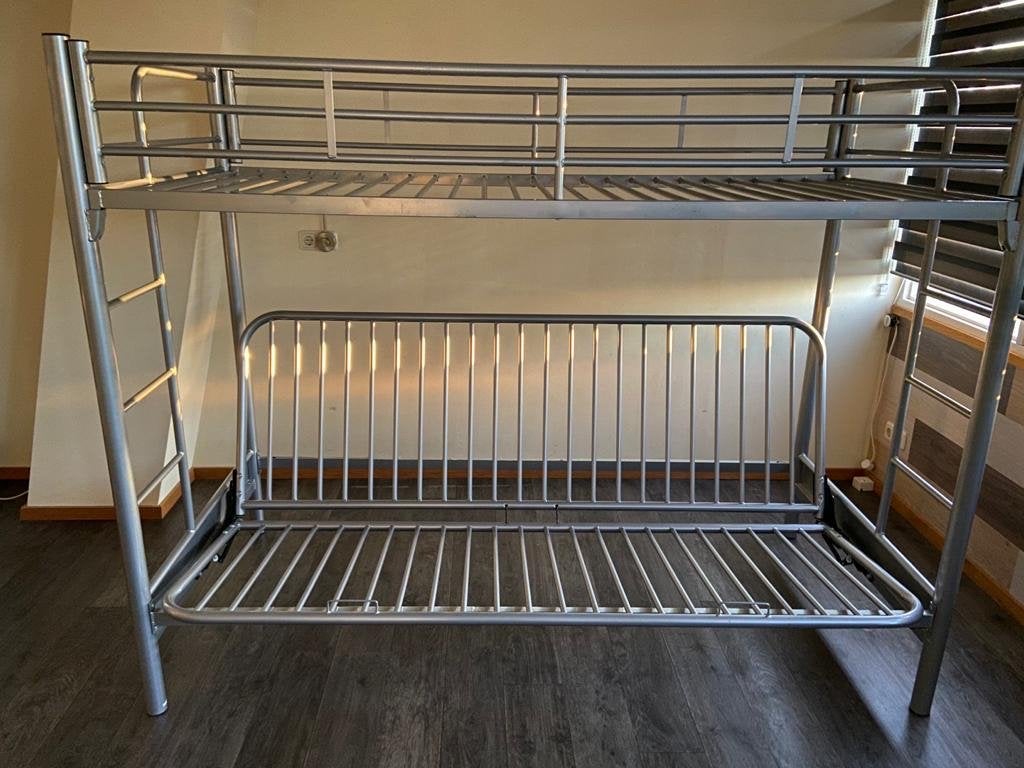 Flexibel, handig, stevig (stapel)bed, (slaap) bank, Ophalen, Gebruikt, 90 cm, 160 tot 180 cm