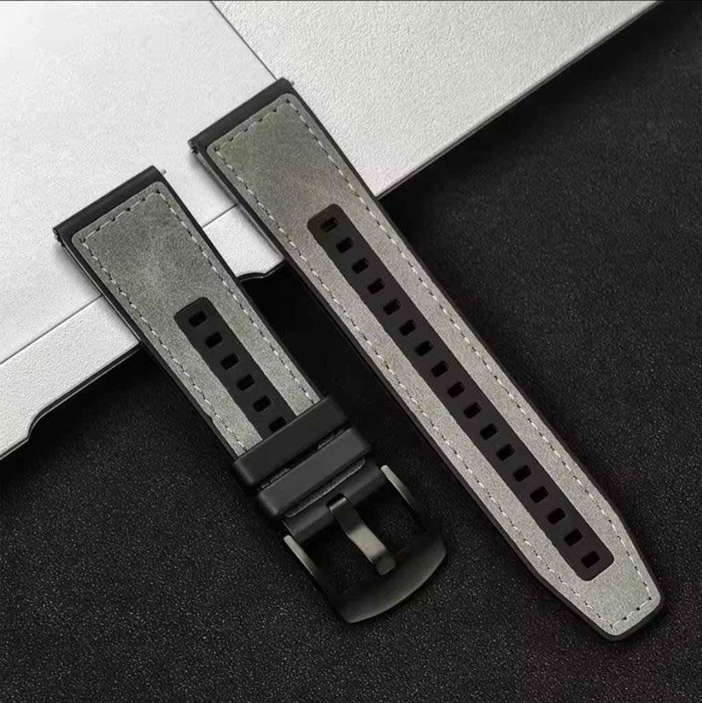 ​Luxe Lederen & Siliconen Horlogeband 22mm, Ophalen of Verzenden, Nieuw, Overige merken