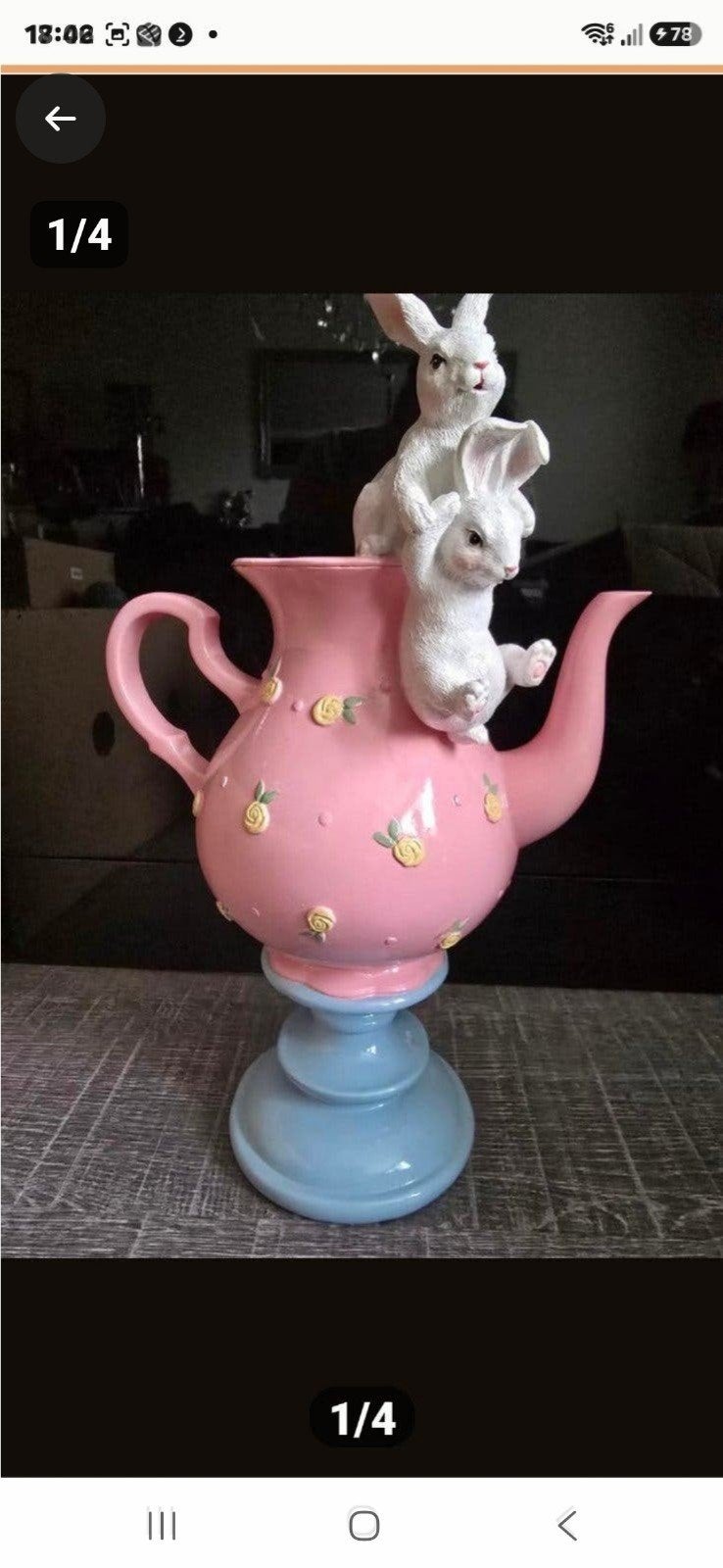 Schattige theepot met roze en blauwe kleuren, Ophalen of Verzenden