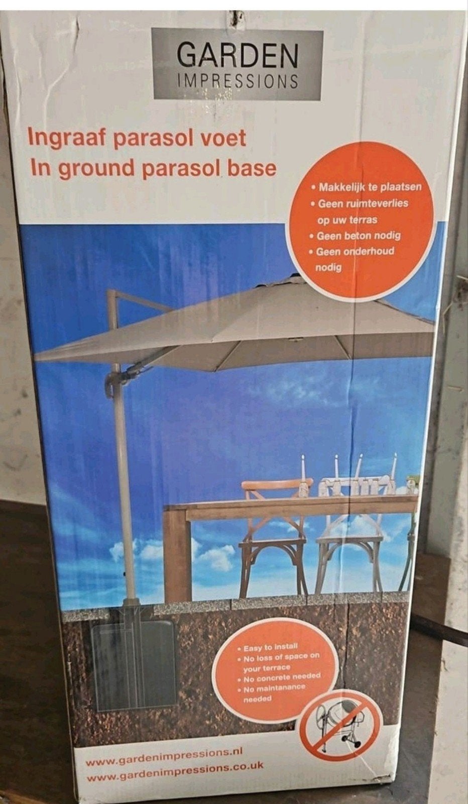 INGRAAF PARASOLVOET garden impressions van €115 nu €60, Ophalen, Nieuw, Minder dan 1 meter, Parasolvoet