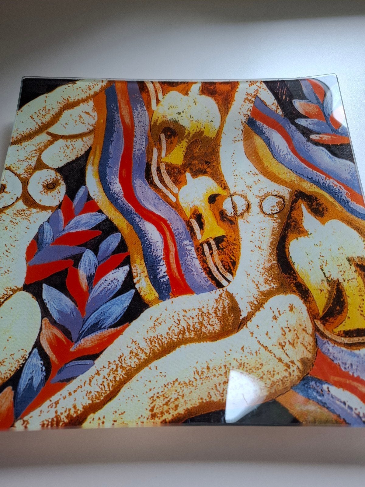 Kleurrijke Glazen Schaal met Abstract Design, Antiek en Kunst, Ophalen of Verzenden