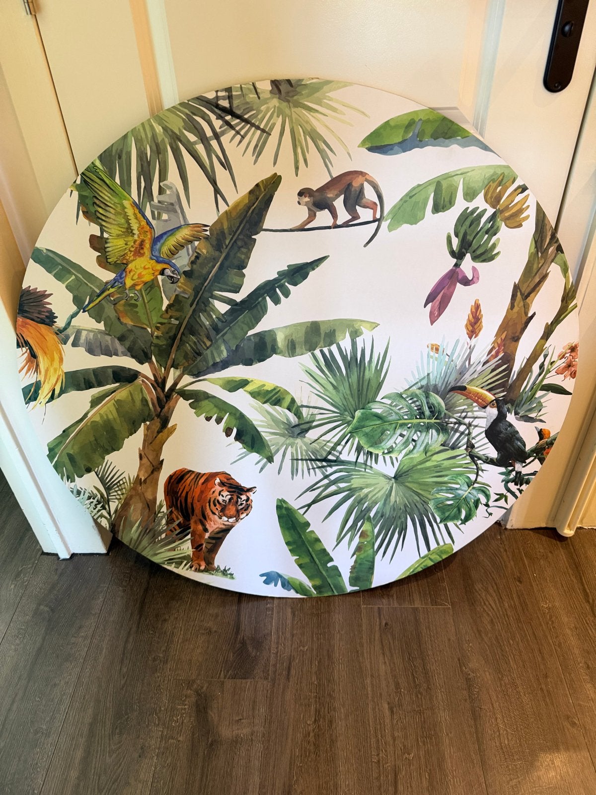 Ronde wandcirkel - 100cm, Ophalen, Hout, Meerkleurig, Zo goed als nieuw