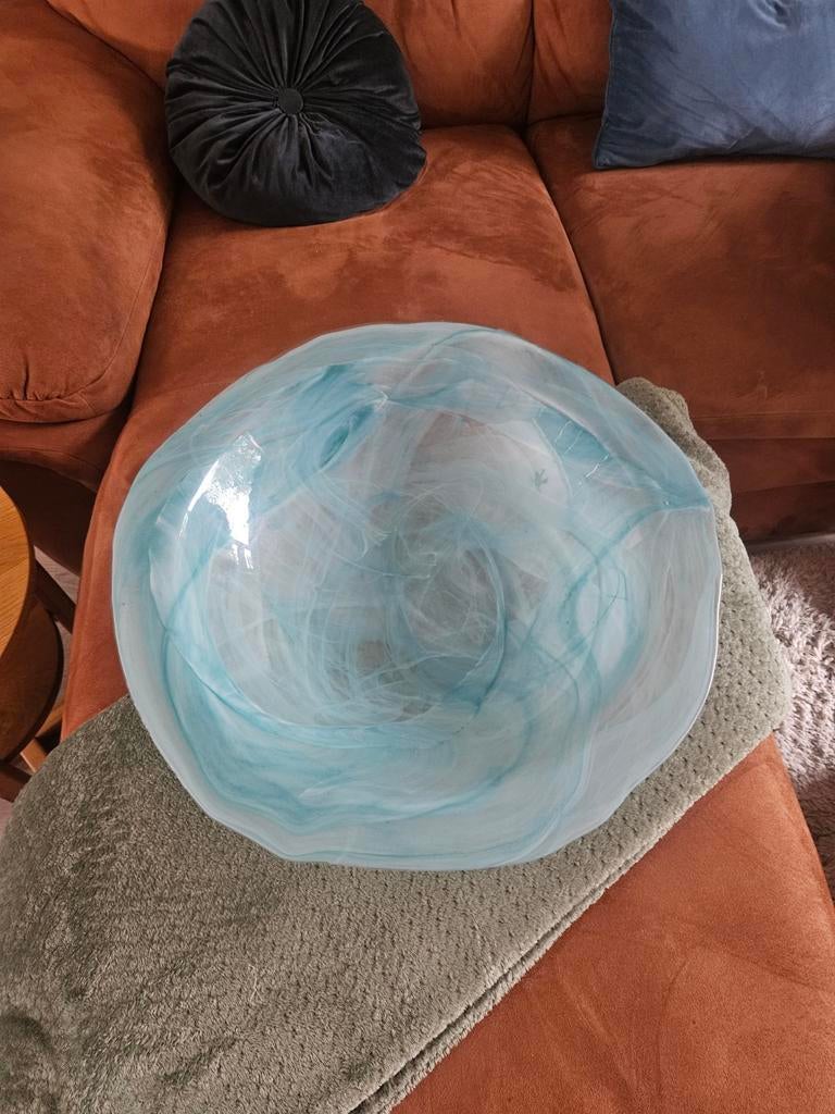 Handgemaakte schaal van glas (50 cm), Antiek en Kunst, Ophalen