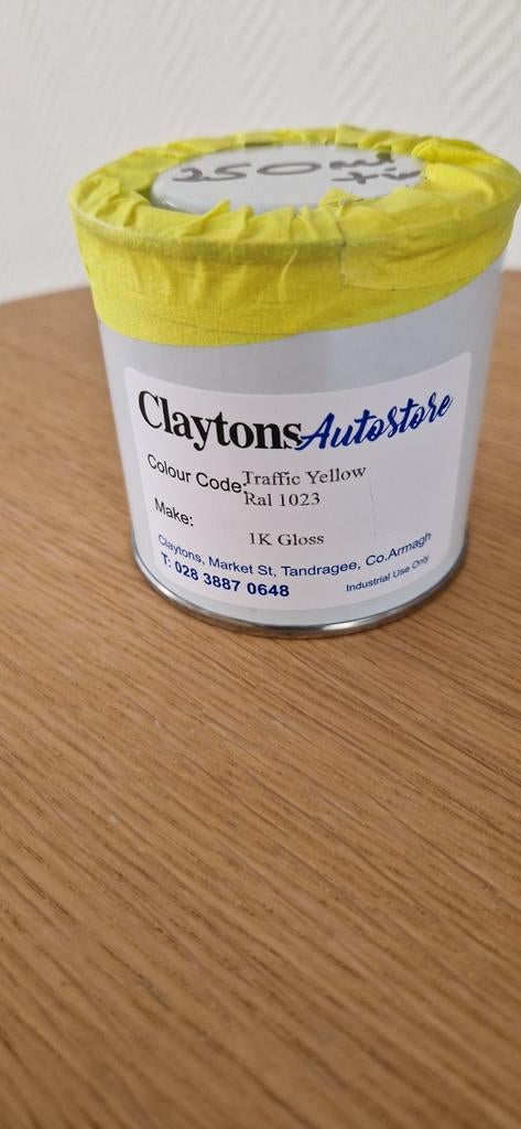 Autolak / Industrielak RAL 1023 Verkeersgeel 1K Gloss 250ml, Geel, Nieuw, Ophalen of Verzenden, Lak