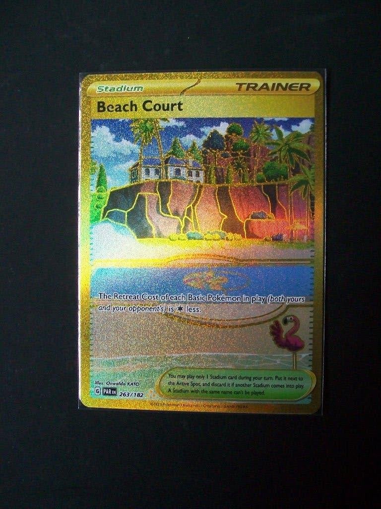 4603: Nieuwe Pokemon Kaart Secret BEACH COURT (263/182), Verzenden, Nieuw, Losse kaart, Foil