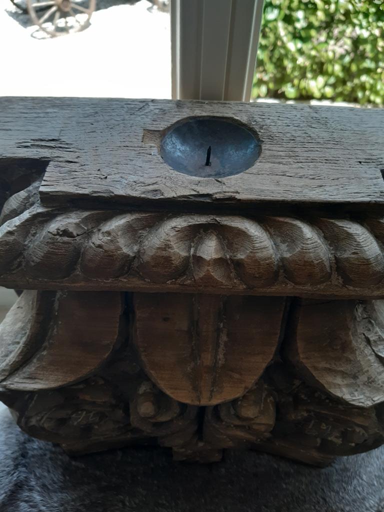 Eikenhouten ornament, poer, woonaccesoire., Ophalen of Verzenden
