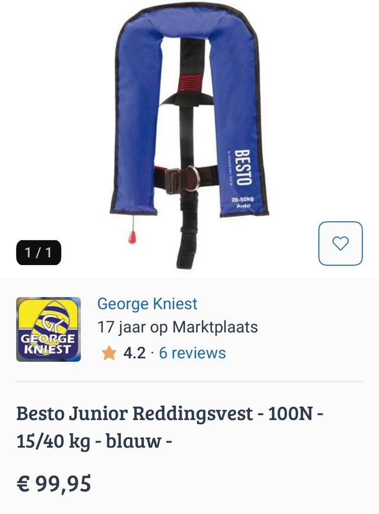 Besto reddingsvest 100 n blauw, Ophalen of Verzenden, Zo goed als nieuw, Overige typen