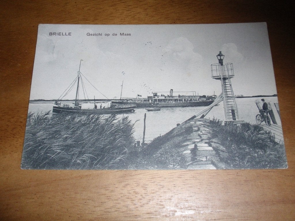 Brielle Gezicht op de Maas Scheepvaart, Verzenden, Voor 1920, Gelopen, Zuid-Holland