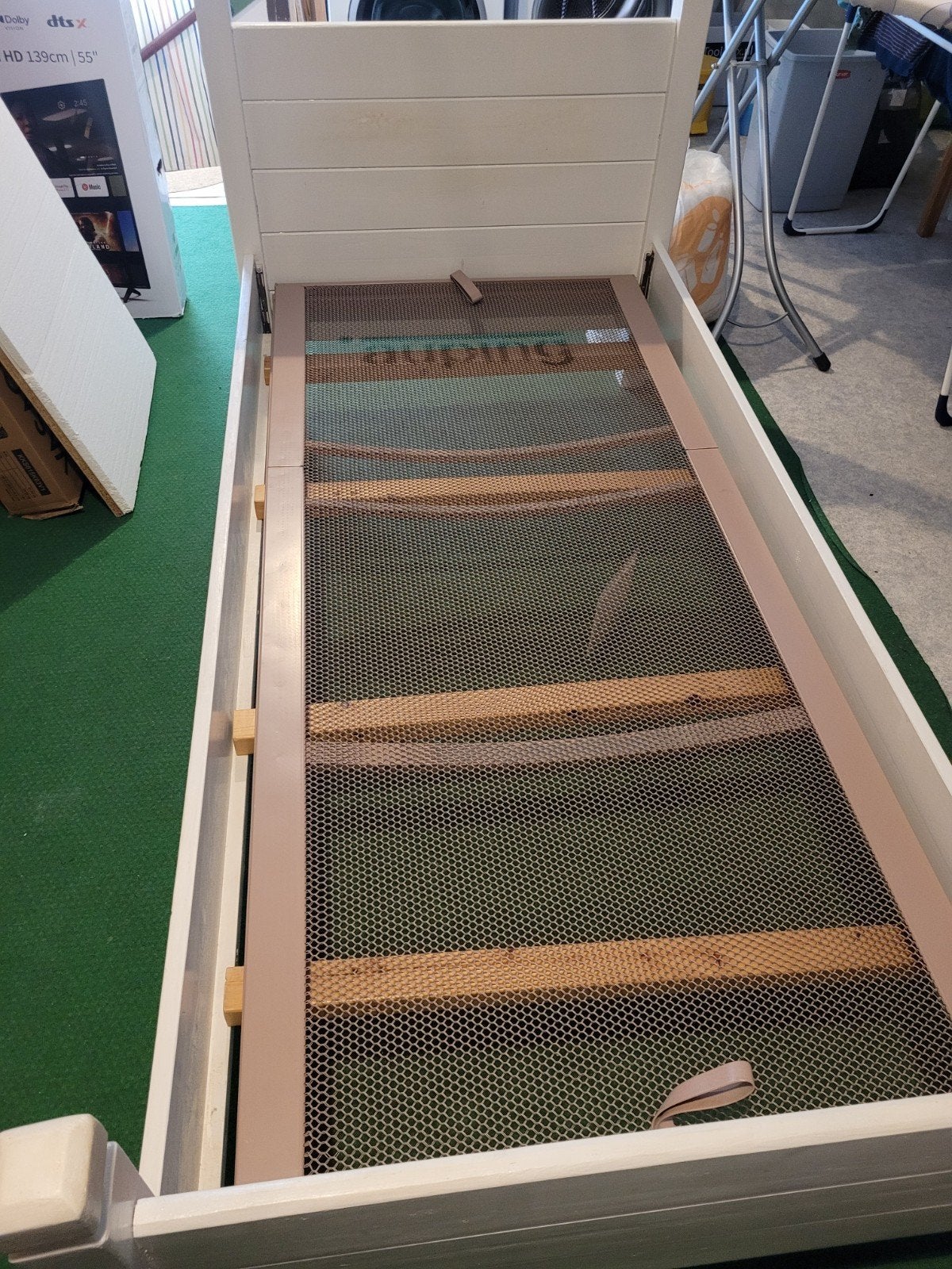 Te koop. Ledikant met auping spieraal., Verstelbaar, 90 cm, Eenpersoons, Wit