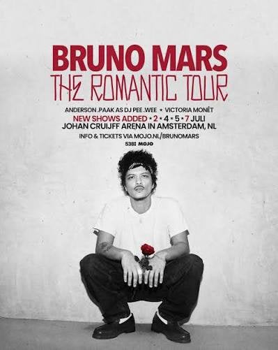 Bruno mars 2 tickets 5 juli, Twee personen, Juli