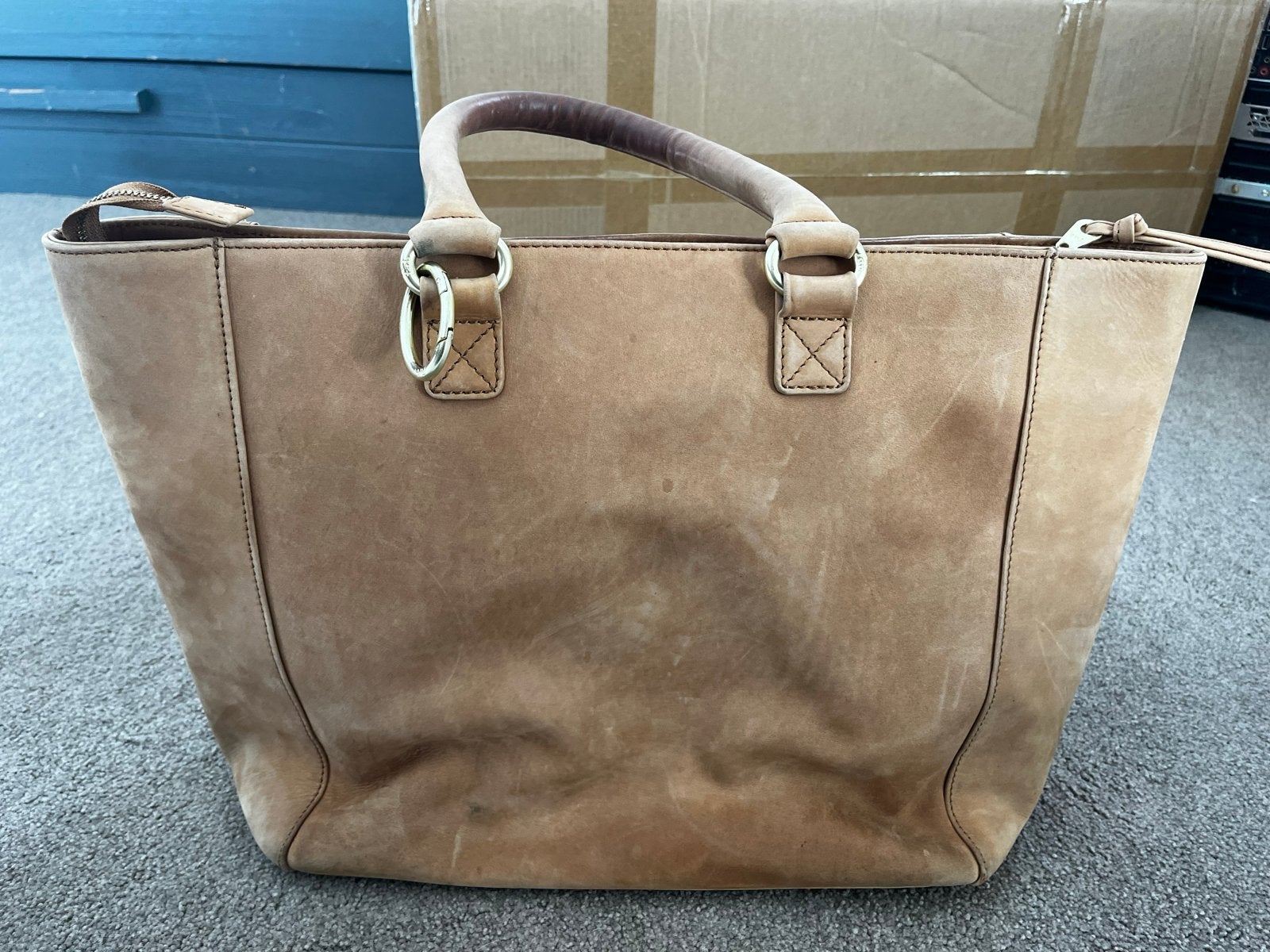 Fab. Leren Shopper / Handtas - Cognac, Ophalen of Verzenden, Gebruikt, Bruin, Shopper