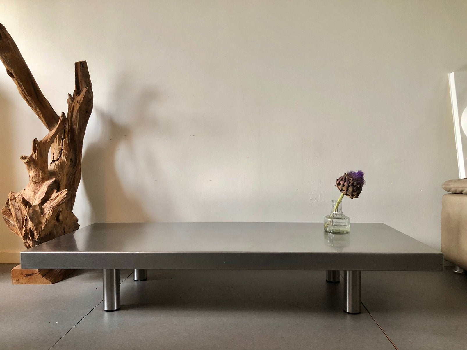 Bijzondere RVS lounge Vintage HARVINK Design KOFFIETAFEL, Ophalen, Gebruikt, 100 tot 150 cm, Vintage lounge salon koffie tafel