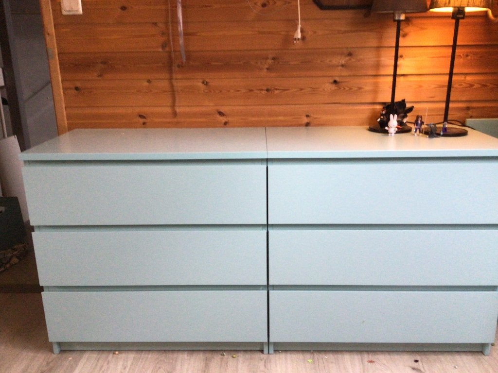 Ikea 2 stuks blauwe 3 ladekast Malm, Ophalen, Overige materialen, 50 tot 100 cm, Zo goed als nieuw