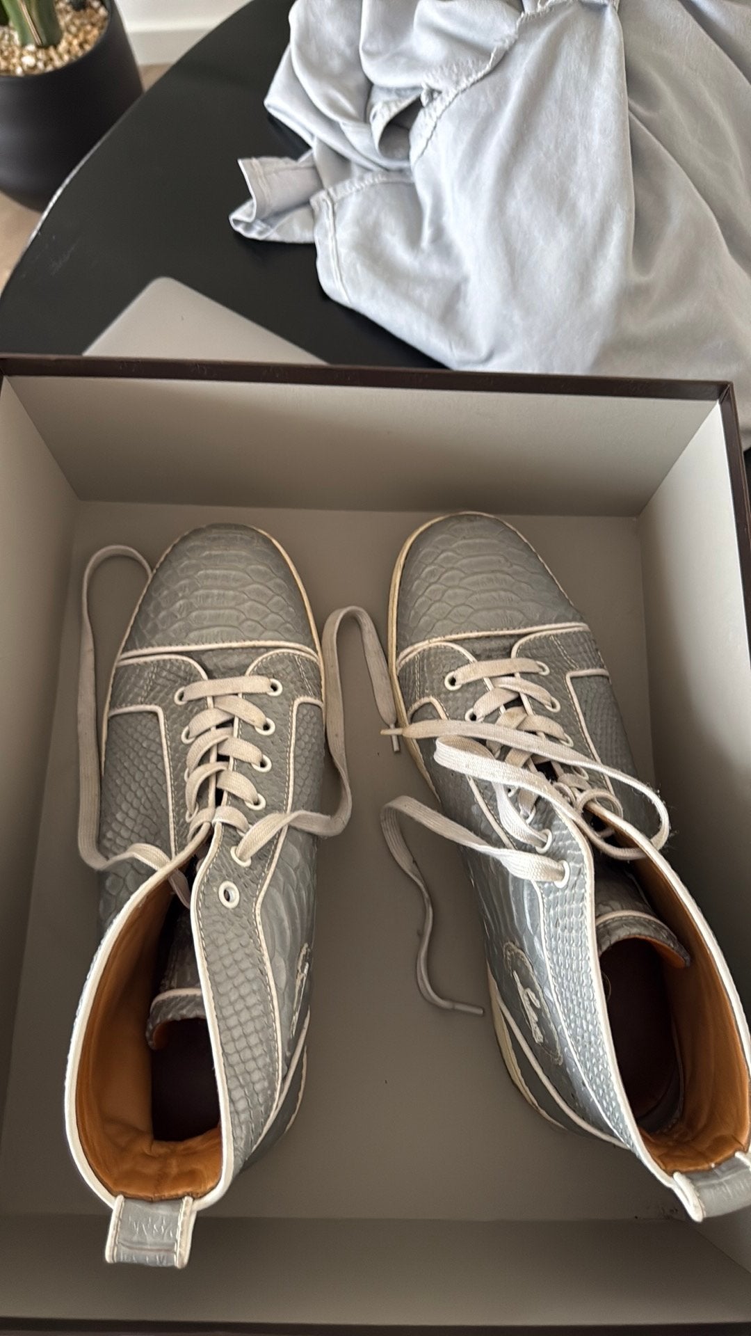 Louboutin slangenleer zilver maat 44, Kleding | Heren, Ophalen of Verzenden, Zo goed als nieuw, Overige kleuren