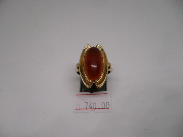 14 karaat gouden dames ring met carneool maat 18.5 - 6.43 gr, 18 tot 19, Gebruikt, Ophalen of Verzenden, Dame