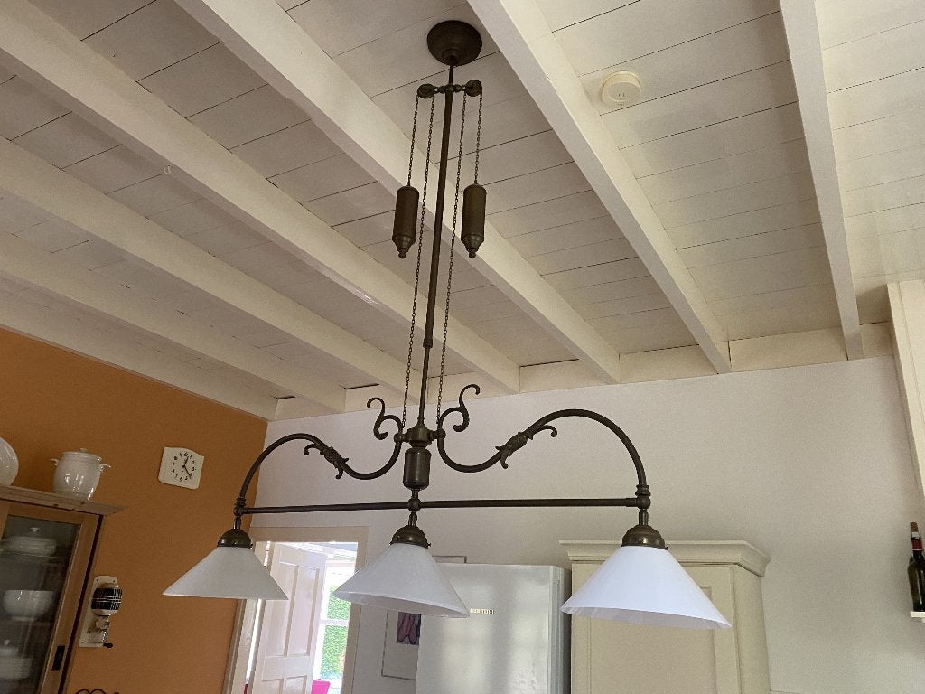 Plafondlamp voor boven eethoek, Ophalen, Gebruikt, Glas, Jaren 20 tot 60