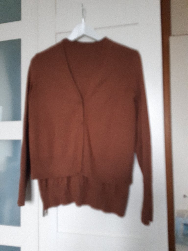 Esprit twinset met een collie, Bruin, Ophalen of Verzenden, Zo goed als nieuw, Maat 36 (S)