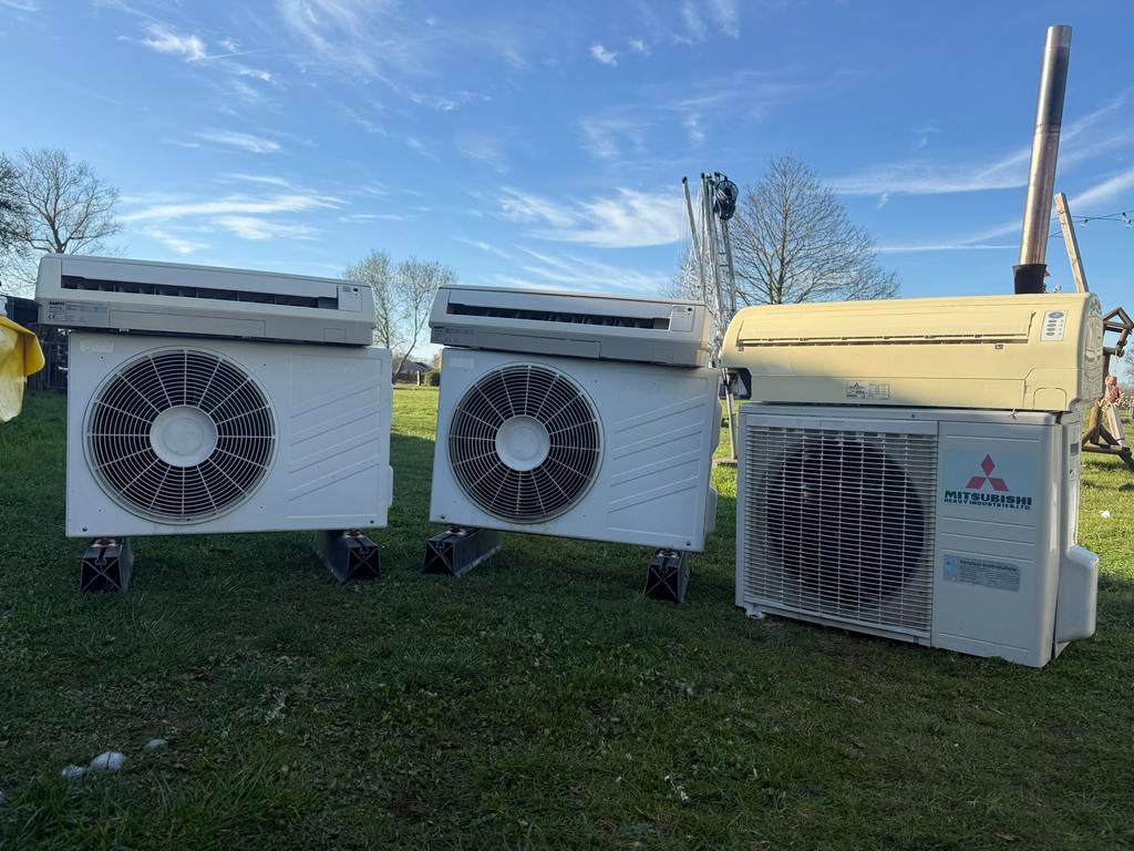 3 Airco's - Sanyo en Mitsubishi - Koelen en Ventileren, Ophalen, Gebruikt, Minder dan 60 m³, 3 snelheden of meer
