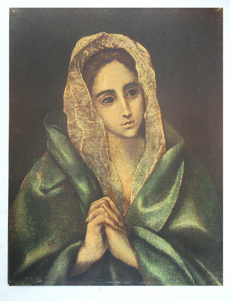 Antieke Art Reproductie Mater Dolorosa van El Greco, ca 1900, Ophalen of Verzenden