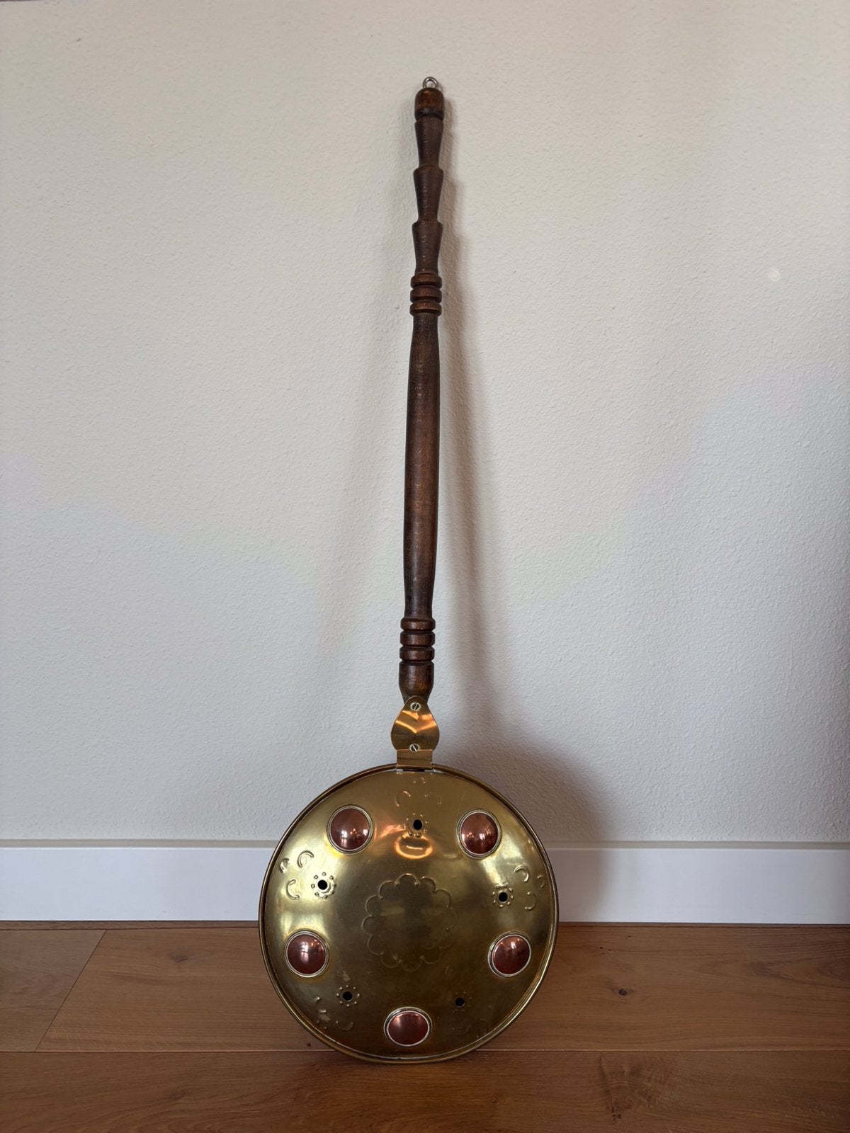 Vintage koperen beddenpan/bedverwarmer met houten steel, Antiek en Kunst, Ophalen