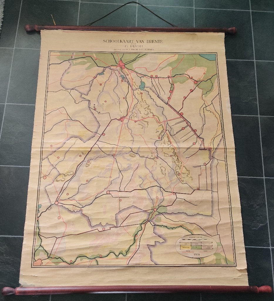 Kaart vintage Drenthe/Australië en Zeeland, Boeken, Landkaart, 1800 tot 2000, Nederland, Ophalen