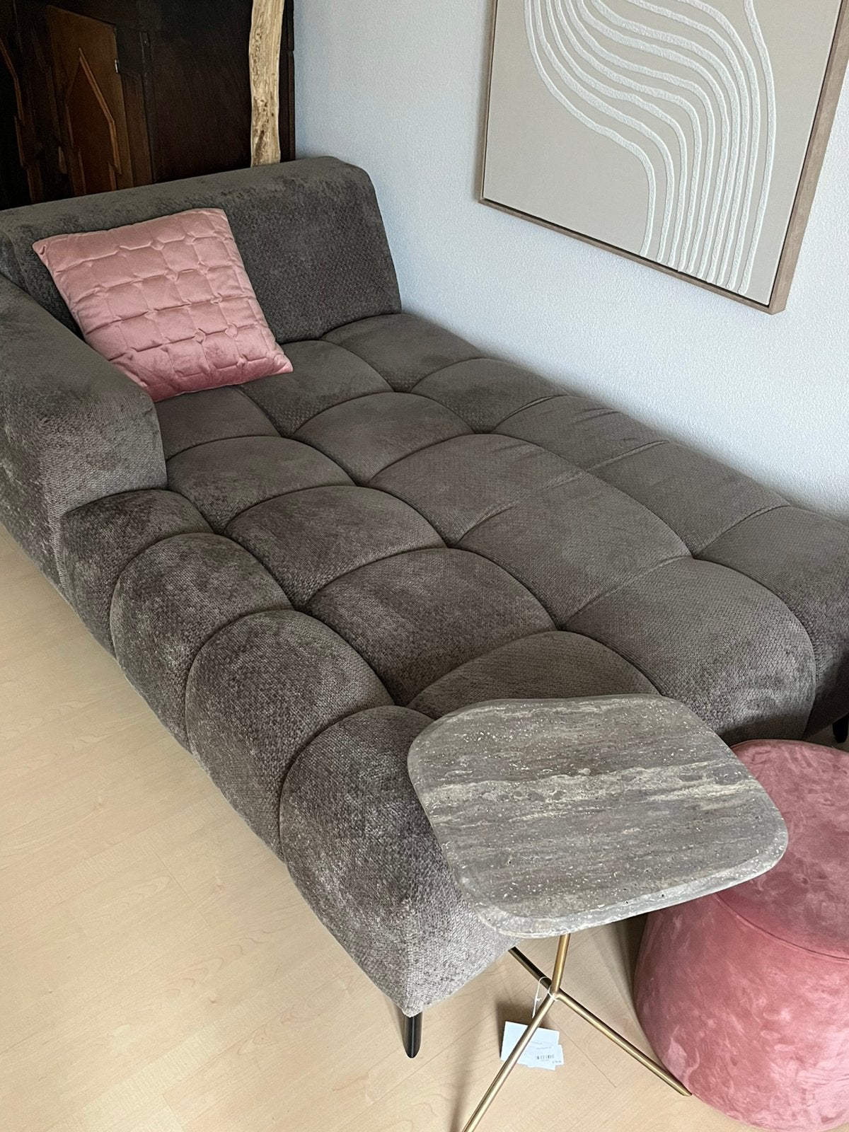Prachtige nieuwe bank / slaap bank donker beige, 150 tot 200 cm, Ophalen of Verzenden, Rechte bank, Nieuw