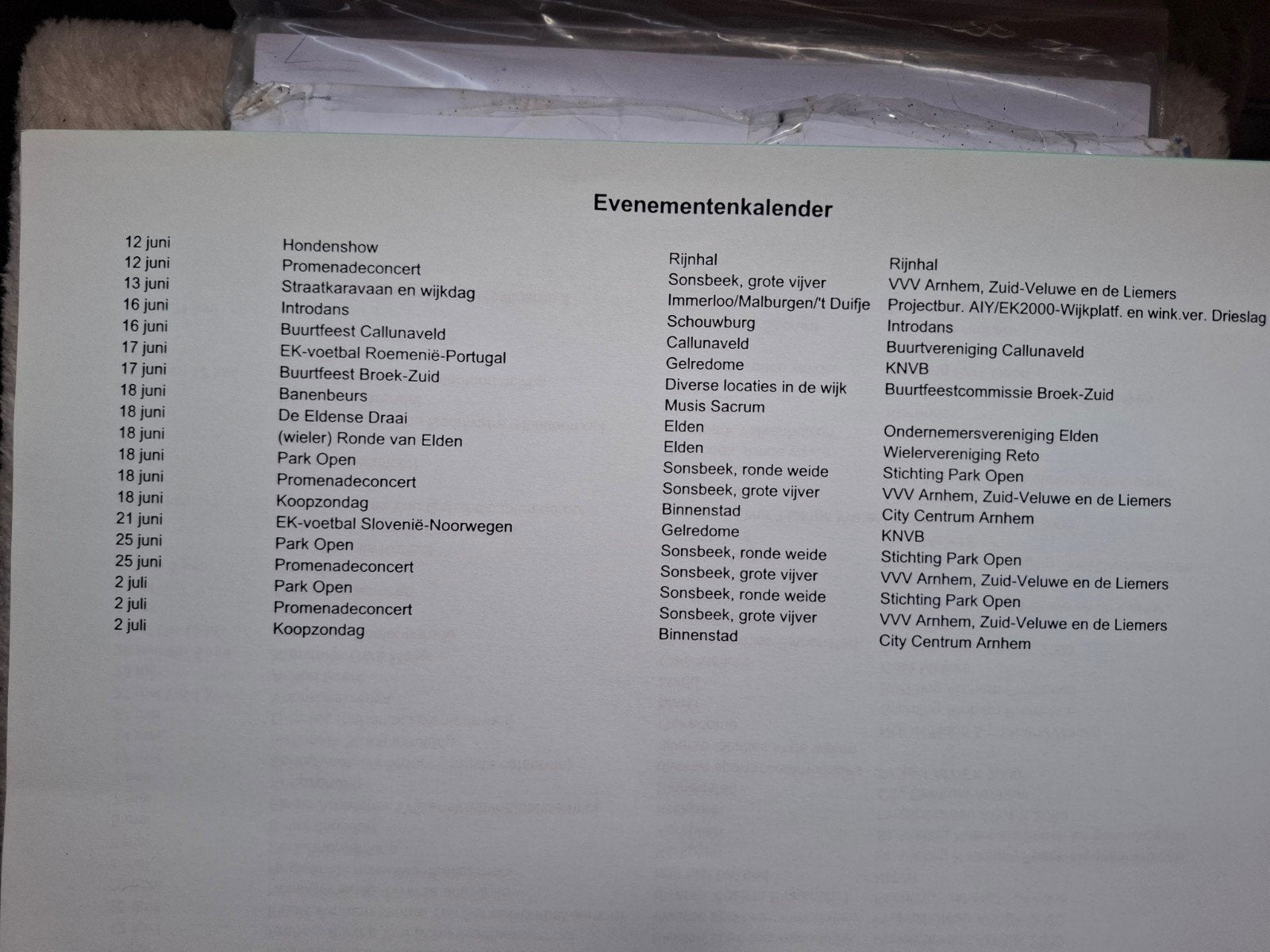 Evenementenprogramma EK 2000 Arnhem, Ophalen of Verzenden, Zo goed als nieuw, Projektbureau EK 2000 / Gemeente Arnhem, Catalogus