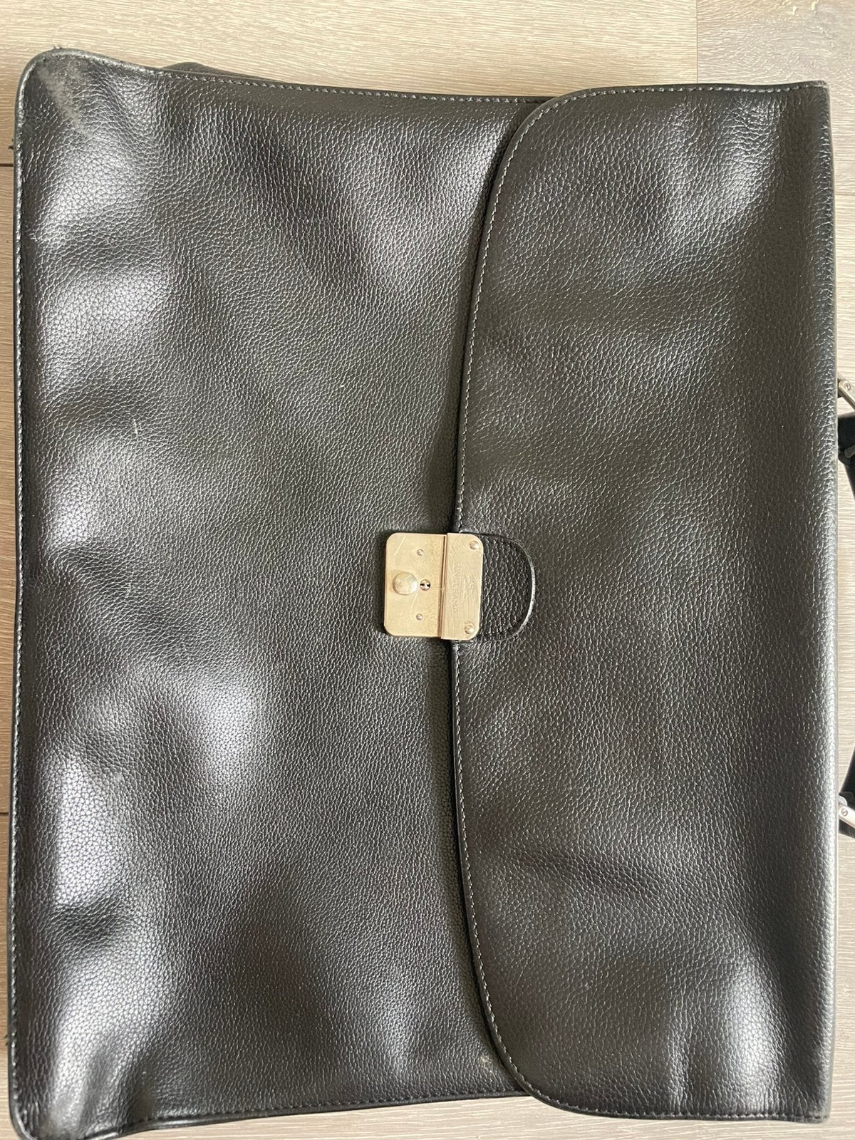 Te koop: leren akte tas, Longchamp, zwart, Ophalen of Verzenden, Zo goed als nieuw, Zwart, Handtas