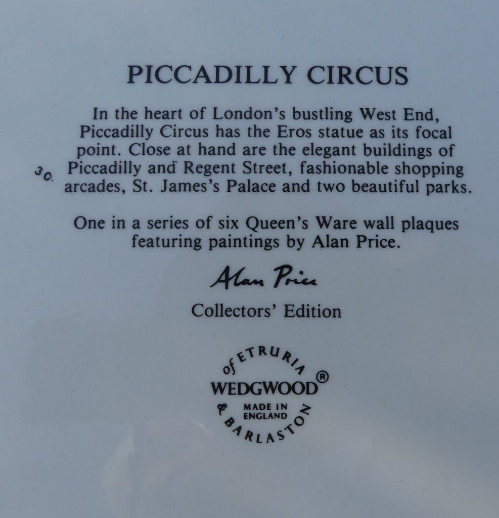 Wedgwood Piccadilly Circus Alan Price Queens Ware Collection, Klassiek, Nieuw, Ophalen of Verzenden, Bord(en)
