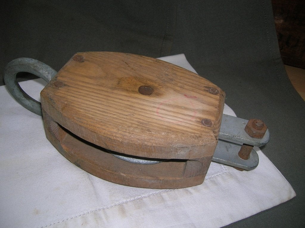 oude houten katrol met 1 schijf, Antiek en Kunst, Ophalen of Verzenden