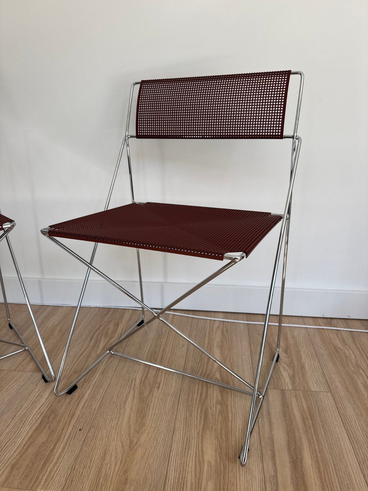 HAY X-Line designer stoelen bordeaux chrome, Huis en Inrichting, Ophalen, Vintage, Italiaans design, minimalistisch, Kunststof
