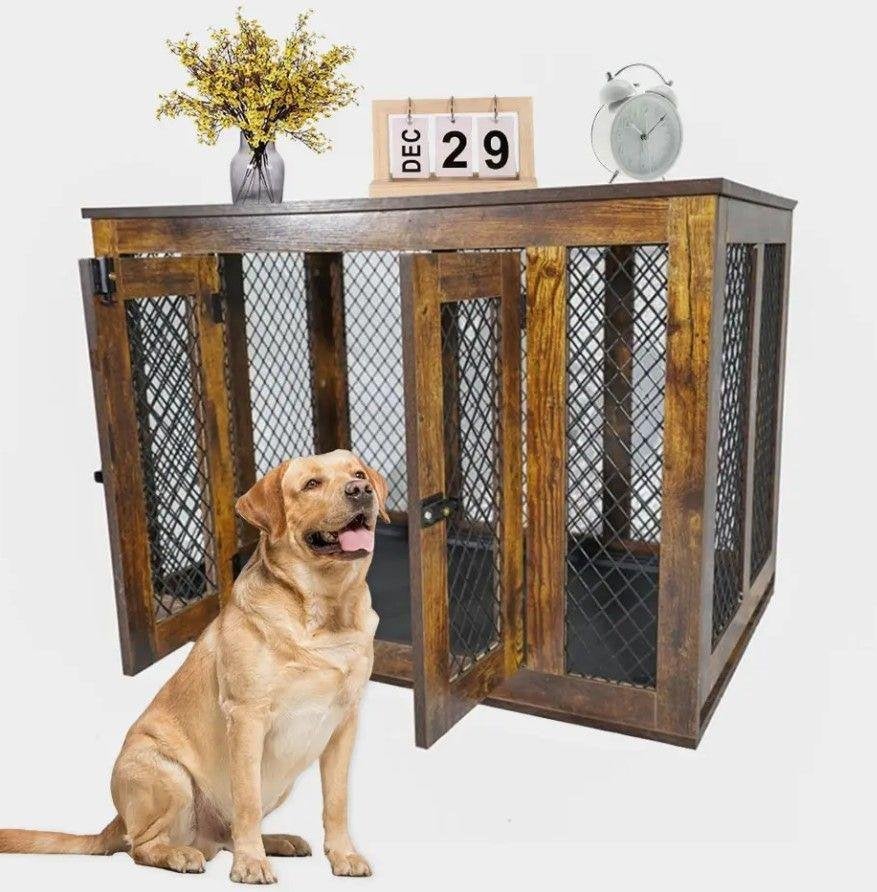 Houten Metalen Hondenbench Solide Luxueus - Zeer mooi! 94 cm