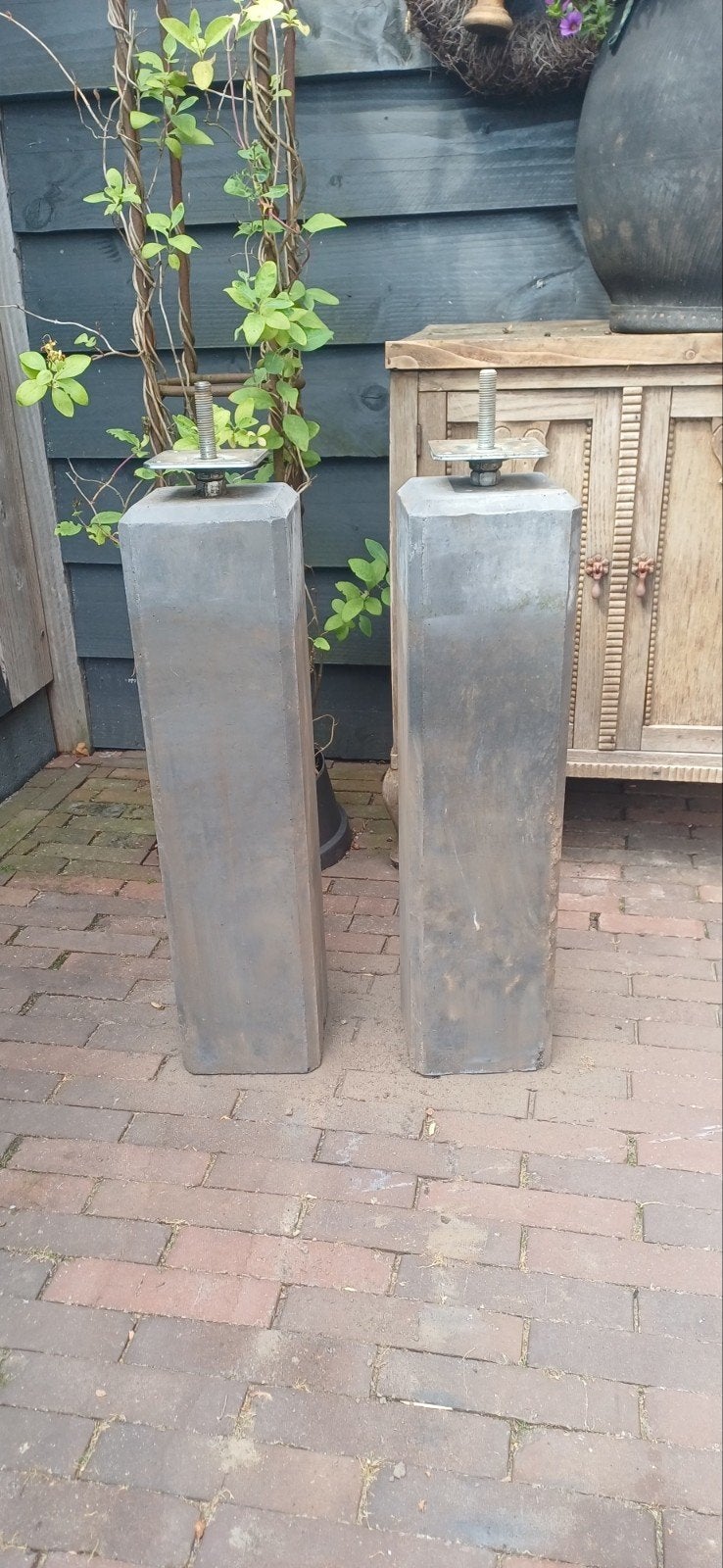 2x beton poer, Tuin en Terras, Ophalen