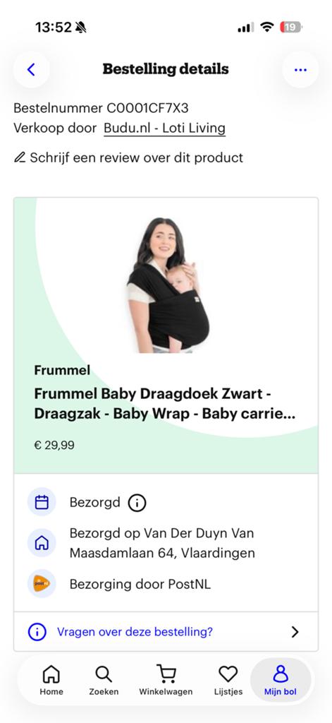 Frummel Baby Draagdoek Zwart, Ophalen, Zo goed als nieuw, Draagdoek, Overige merken