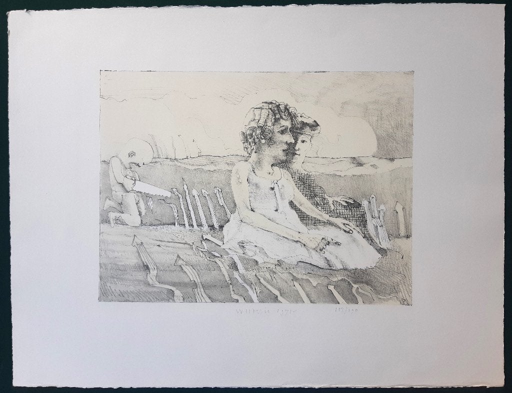 Co Westerik - litho Kleine jongen met 2 dames buiten, Overige onderwerpen, Ophalen of Verzenden, Lithografie, Gelimiteerde oplage