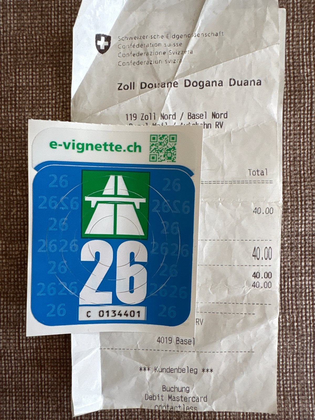 Vignet zwitserland met bon, Tickets en Kaartjes, Autovignetten