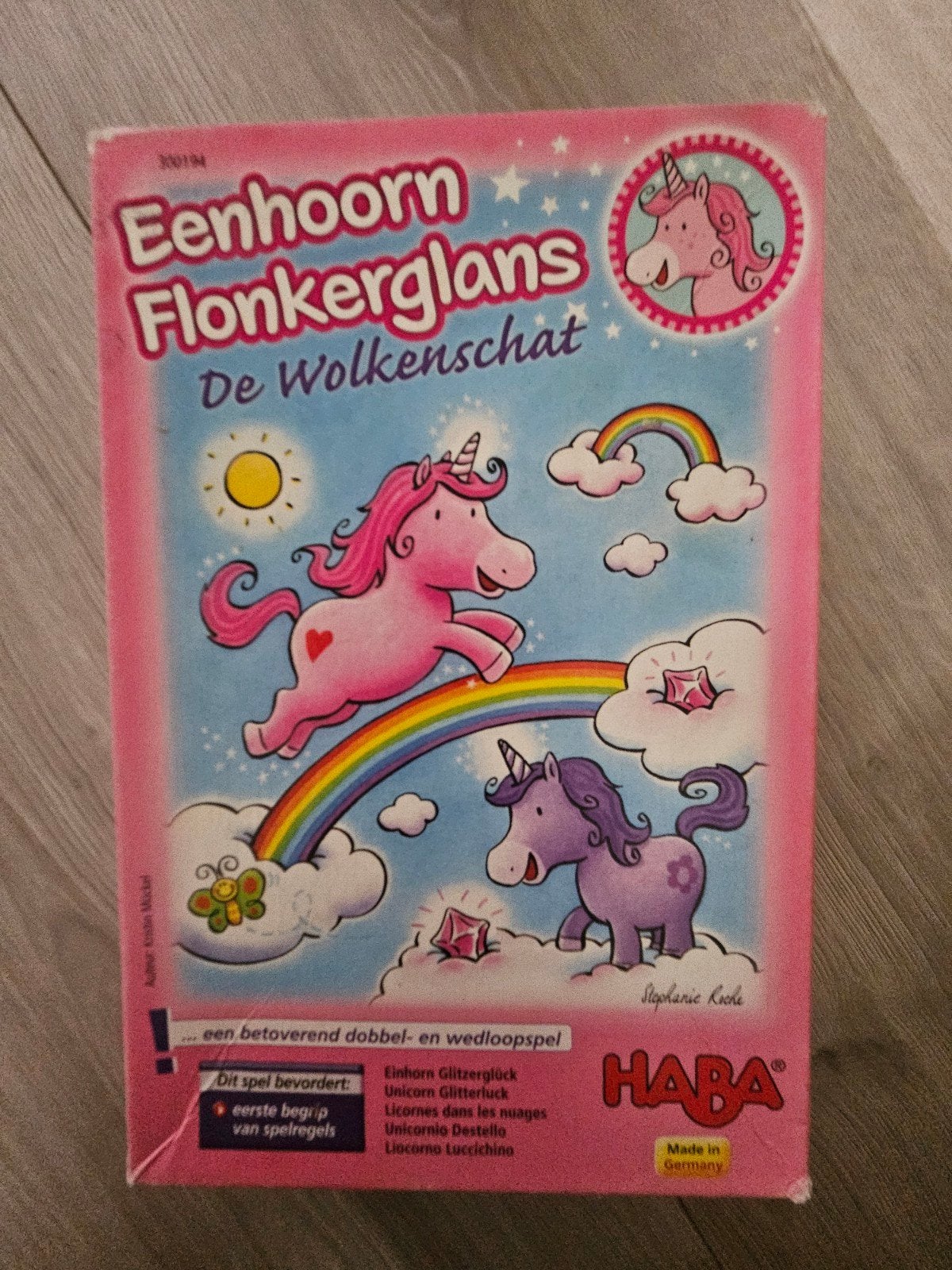 HABA Eenhoorn Flonkerglans De Wolkenschatz bordspel, Drie of vier spelers, Ophalen of Verzenden, Zo goed als nieuw, HABA