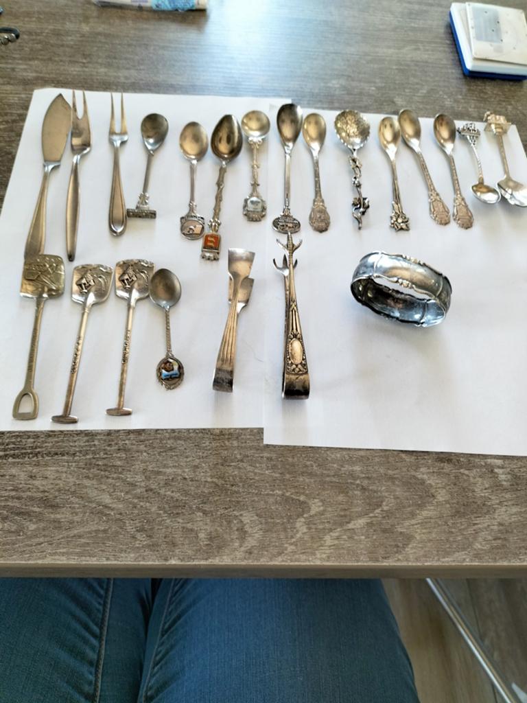 Mooi lot antieke verzilverde lepeltjes., Verzenden