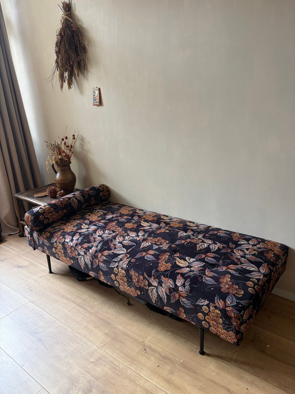 Stijlvolle Bloemenprint Daybed - Zo goed als nieuw, Ophalen, Eenpersoons, 75 tot 100 cm, Zo goed als nieuw