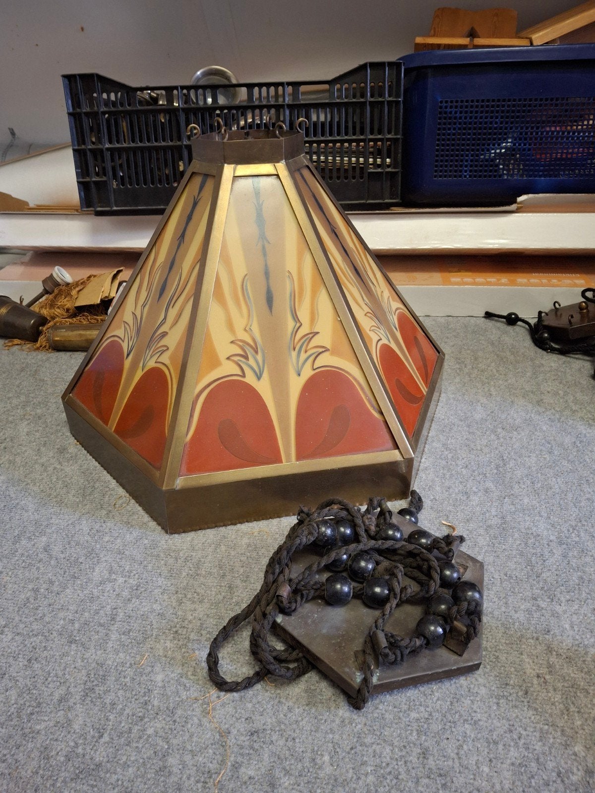 gebrandschilderde lamp, Ophalen