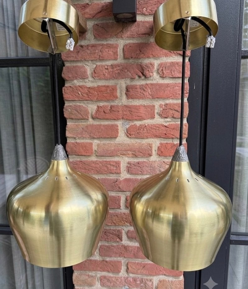 Frandsen Cohen Hanglampen - Messing - Set van 2, Ophalen of Verzenden, Zo goed als nieuw, Metaal, E27 (groot)