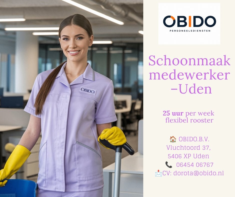 Schoonmaakmedewerker Uden, Vacatures, 25 - 32 uur, Overige niveaus, Overige vormen