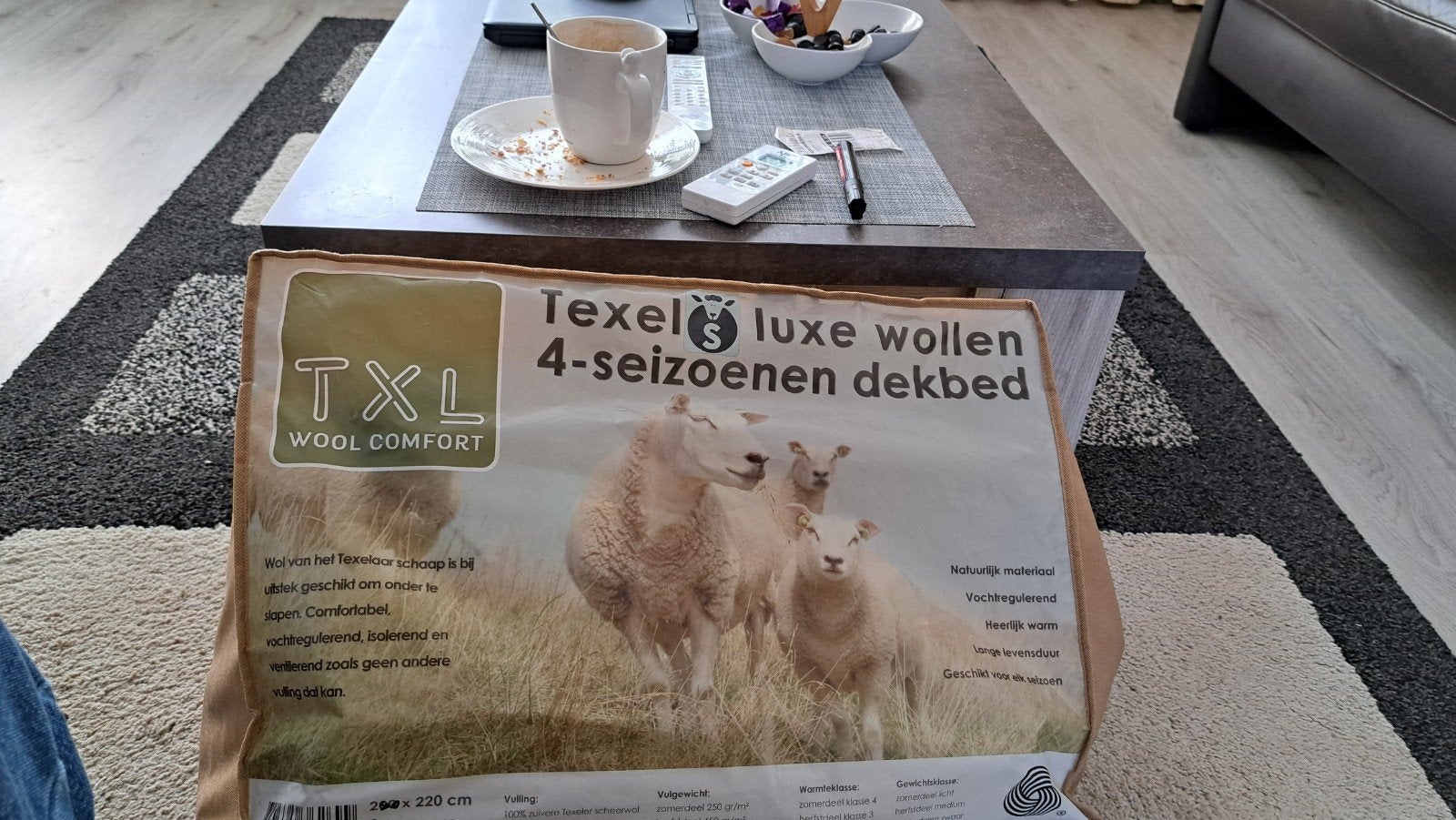 TXL Texel Luxe Wollen 4-Seizoenen Dekbed - 240x220 cm, Huis en Inrichting, Wit, Deken of Dekbed, Overige merken, Wol