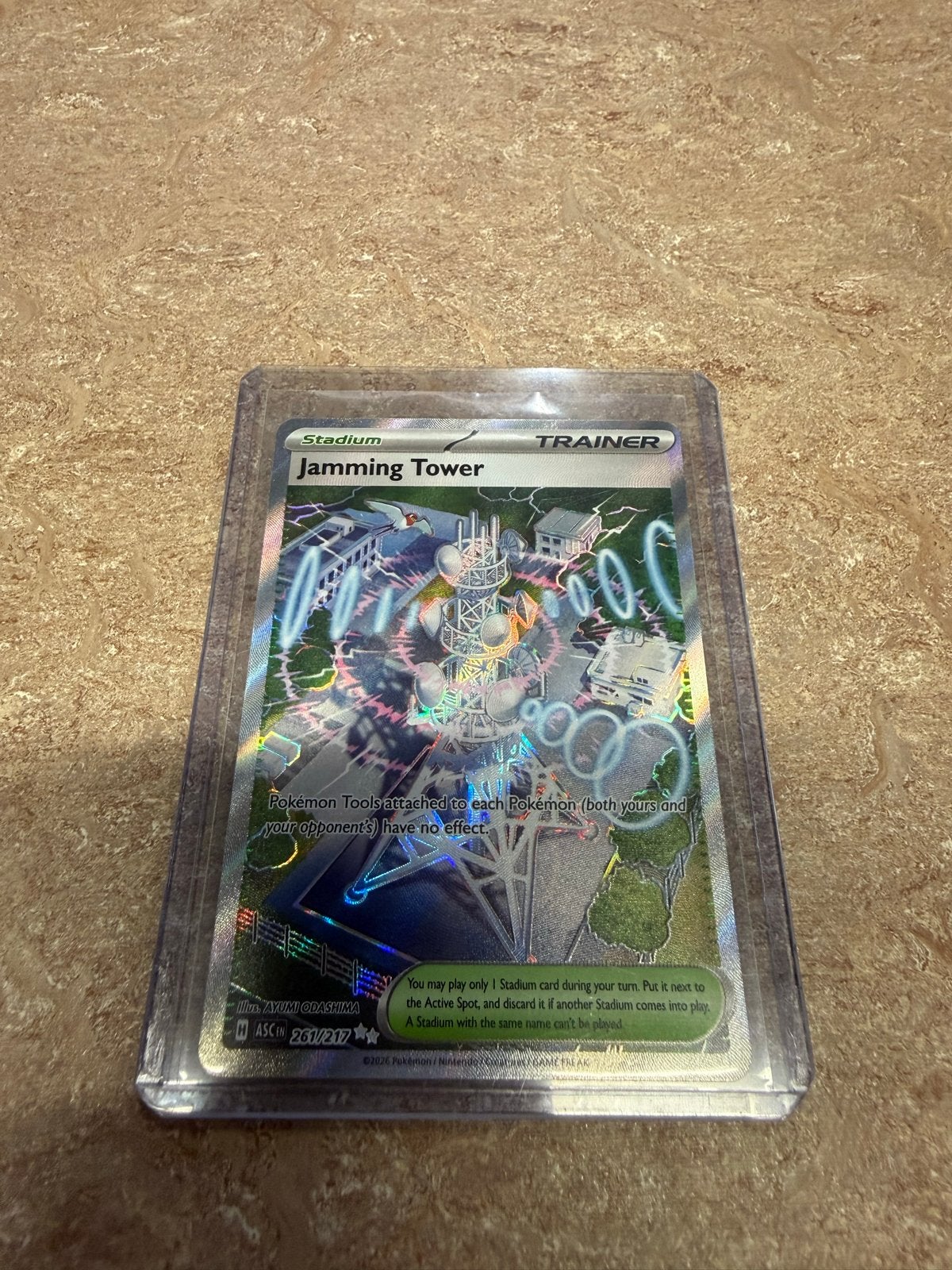 Jamming Tower 222/217 Ascended Heroes Pokemon kaart, Ophalen of Verzenden, Zo goed als nieuw, Losse kaart, Foil