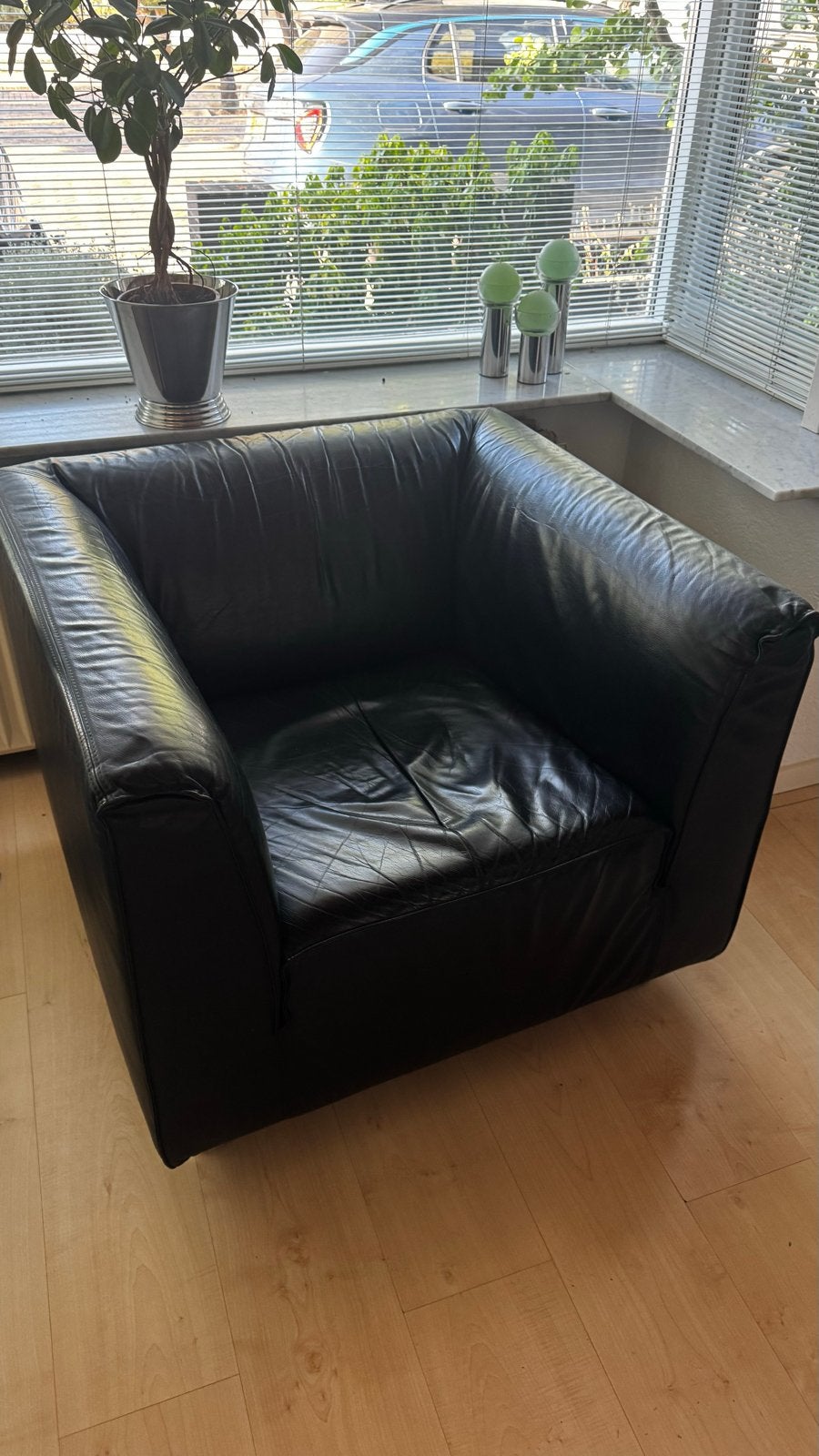 Gelderlander 4800 fauteuil  Zwart leer, Huis en Inrichting, Ophalen, Leer, 75 tot 100 cm