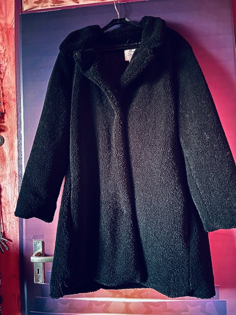 Zwarte Teddy jas/mantel maat 46 nu 49,99€, Zwart, Maat 46/48 (XL) of groter, Ophalen of Verzenden, Zo goed als nieuw