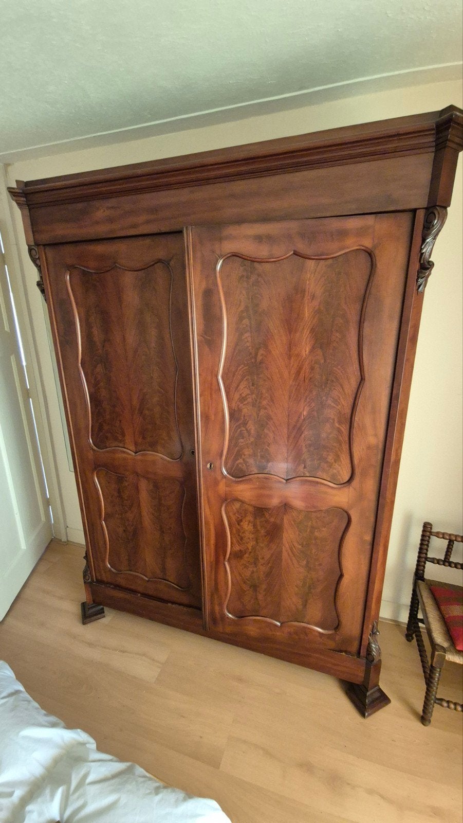 Antieke Franse Linnenkast - Mahonie Louis XV-stijl, Antiek en Kunst, Antiek | Meubels | Kasten, Ophalen
