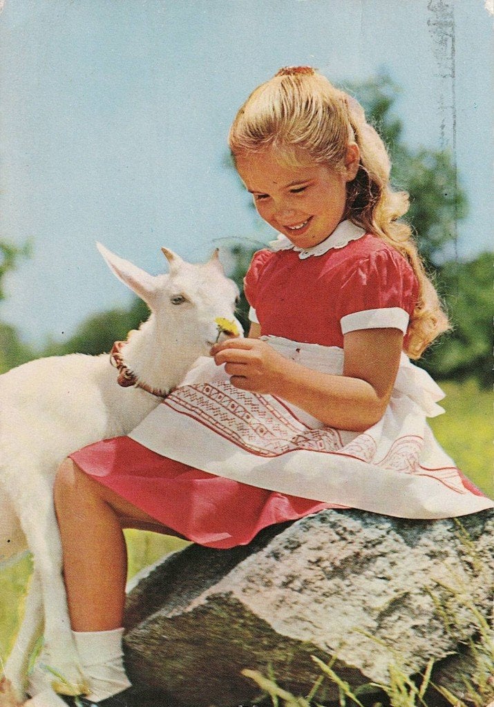Meisje vind dit geitje erg lief 539, Verzamelen, Ophalen of Verzenden, 1960 tot 1980, Gelopen, Overige soorten