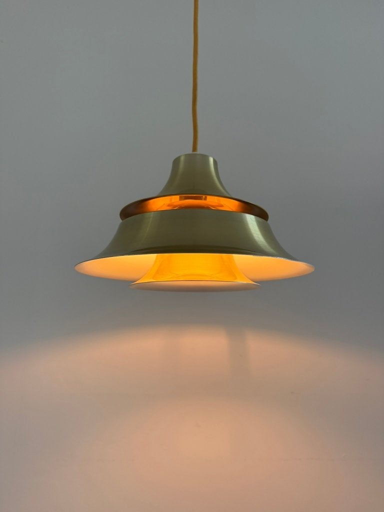 Vintage Deense gouden hanglamp - schalen lamp
